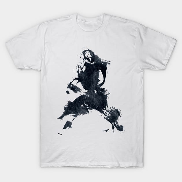 Japanese Martial Arts Worrior - INK T-Shirt by Nikokosmos